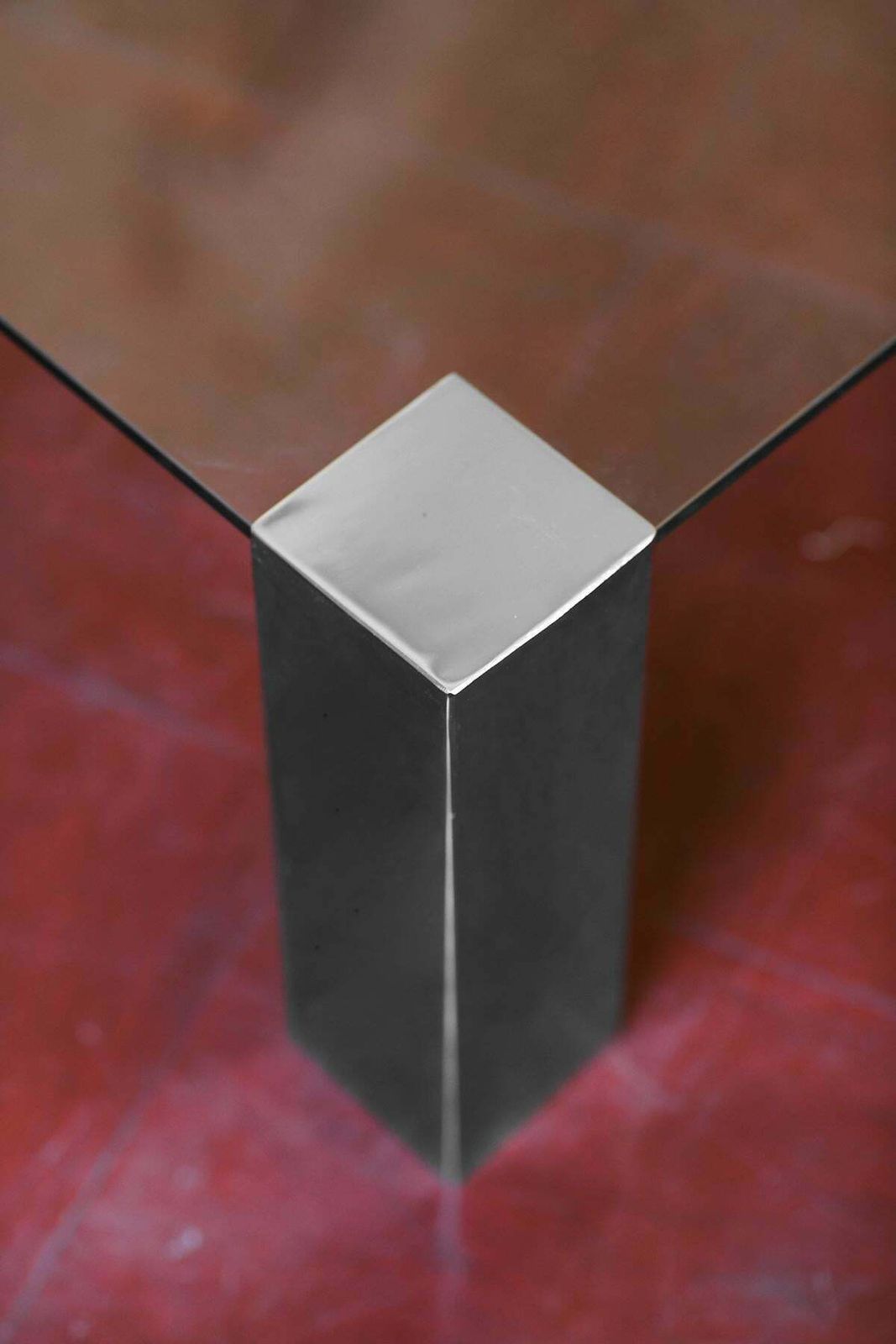 Coffee Table In Chromed Metal And Dark Glass In The Style Of Willy Rizzo. photo 1452.0