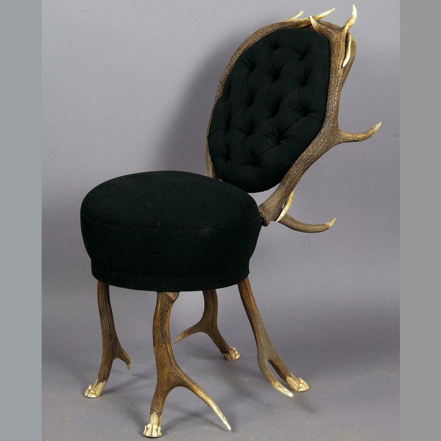 Pair Of Rare Antler Parlor Chairs, France Ca. 1860 photo for sale