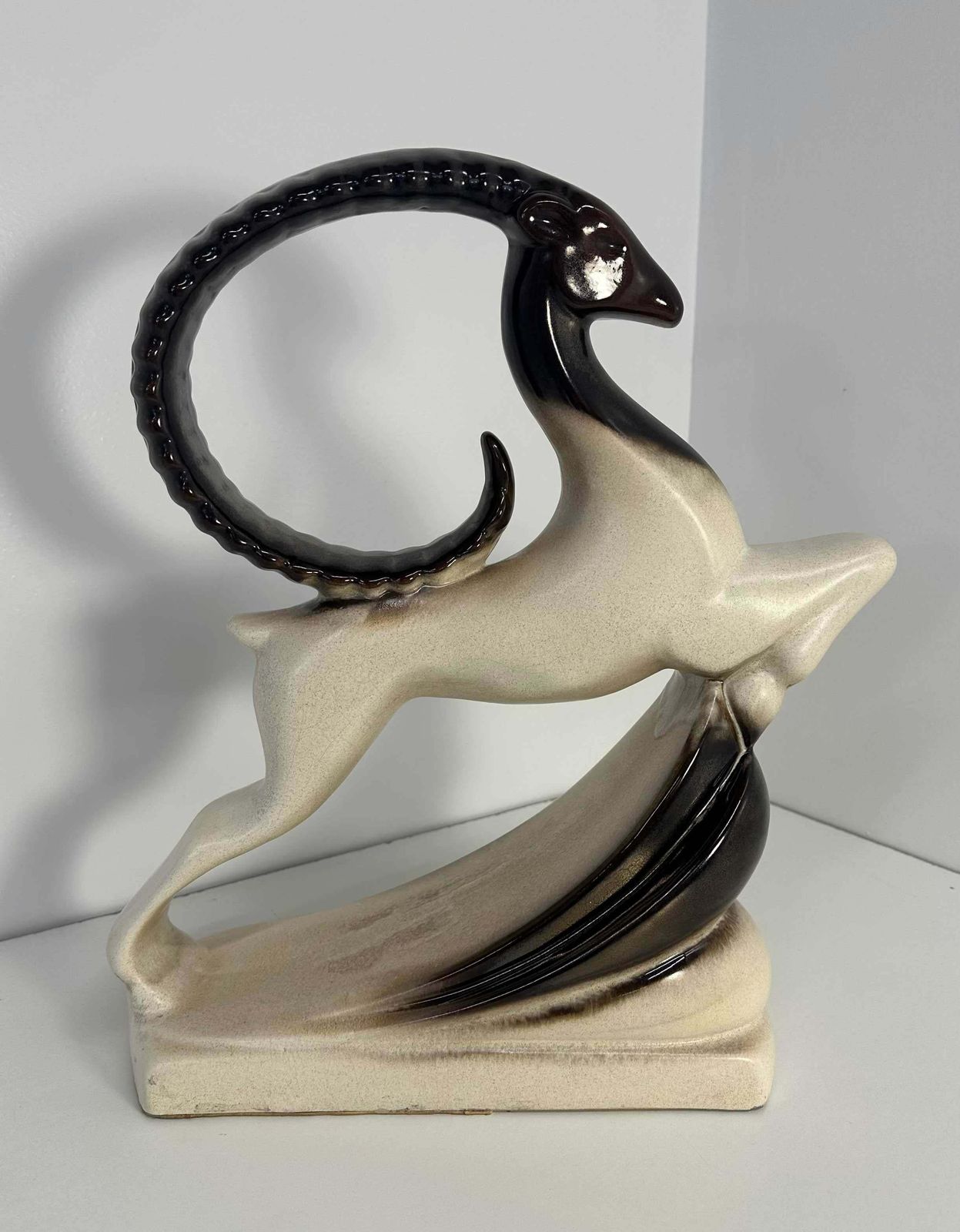 Large Art Deco Style Brown And White Royal Haeger Ram Ceramic, 1960s photo 1047.0