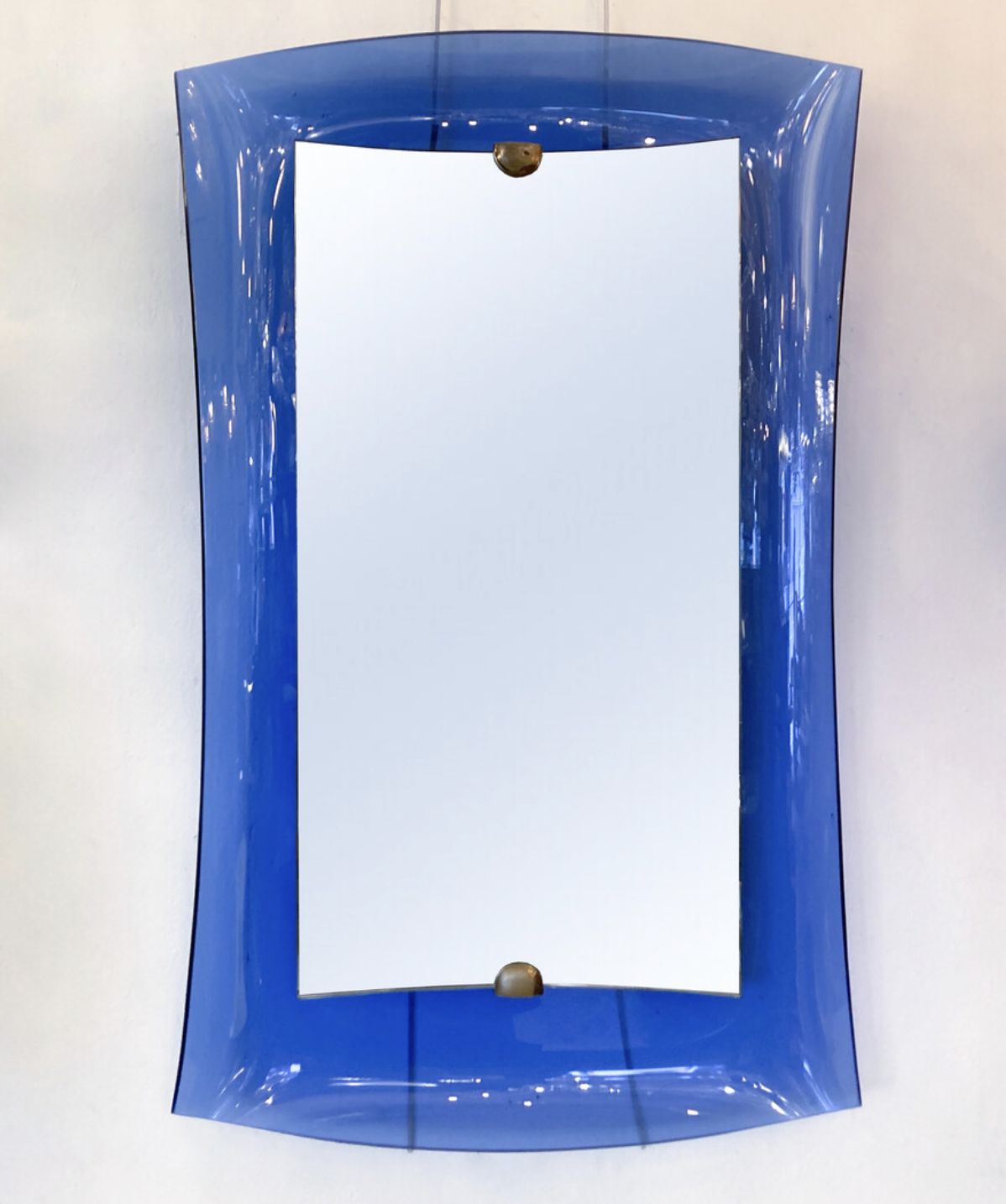 Mid Century Modern Cobalt Blue Glass Mirror, Italy, 1950s photo vinterior