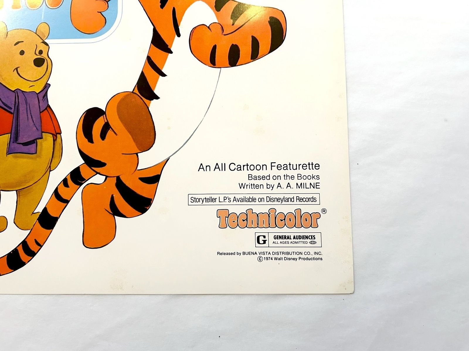 Winnie The Pooh And Tiger Too   Original 1974 Lobby Card photo for sale