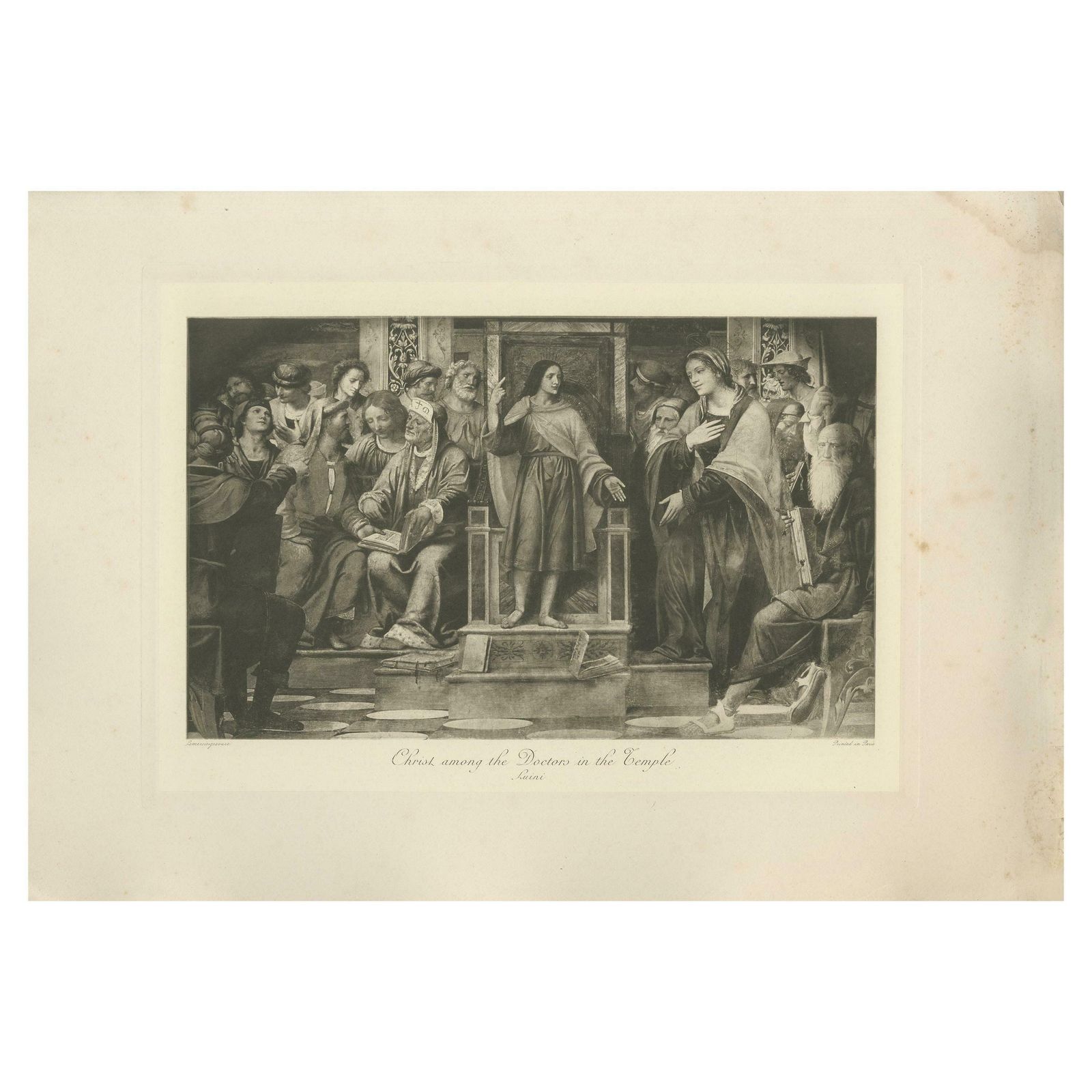 Antique Print Of 'Christ Among The Doctors In The Temple' After Luini 'C.1890'