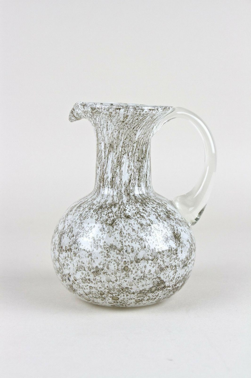 Mid Century Murano Glass Vase/ Glass Jug With Bubbles, Italy Circa 1960 photo for sale