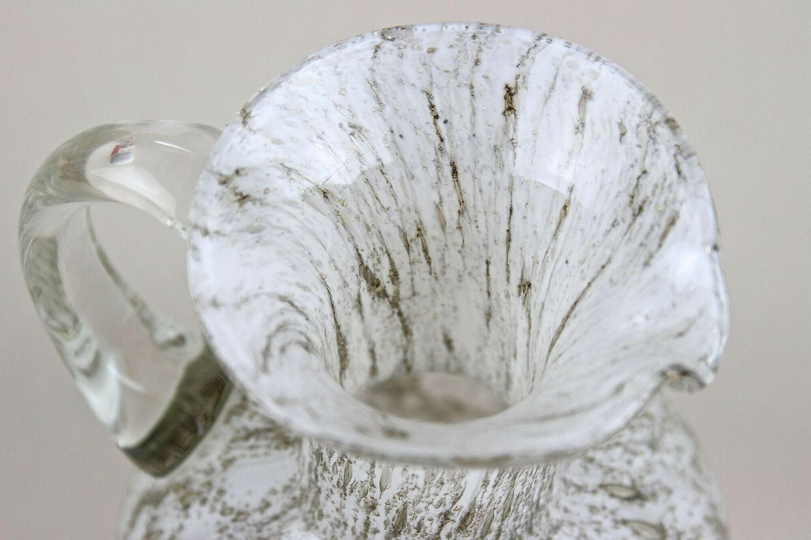 photo buy Mid Century Murano Glass Vase/ Glass Jug With Bubbles, Italy Circa 1960