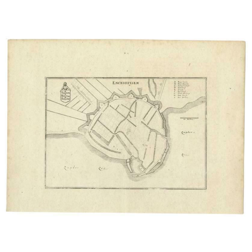 Antique Map Of The City Of Enkhuizen By Merian, 1659