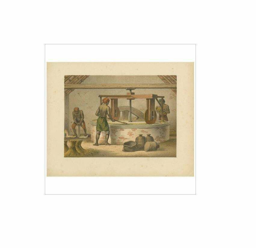 Antique Print Of A Mill For Rice Peeling By M.T.H. Perelaer, 1888 photo Art