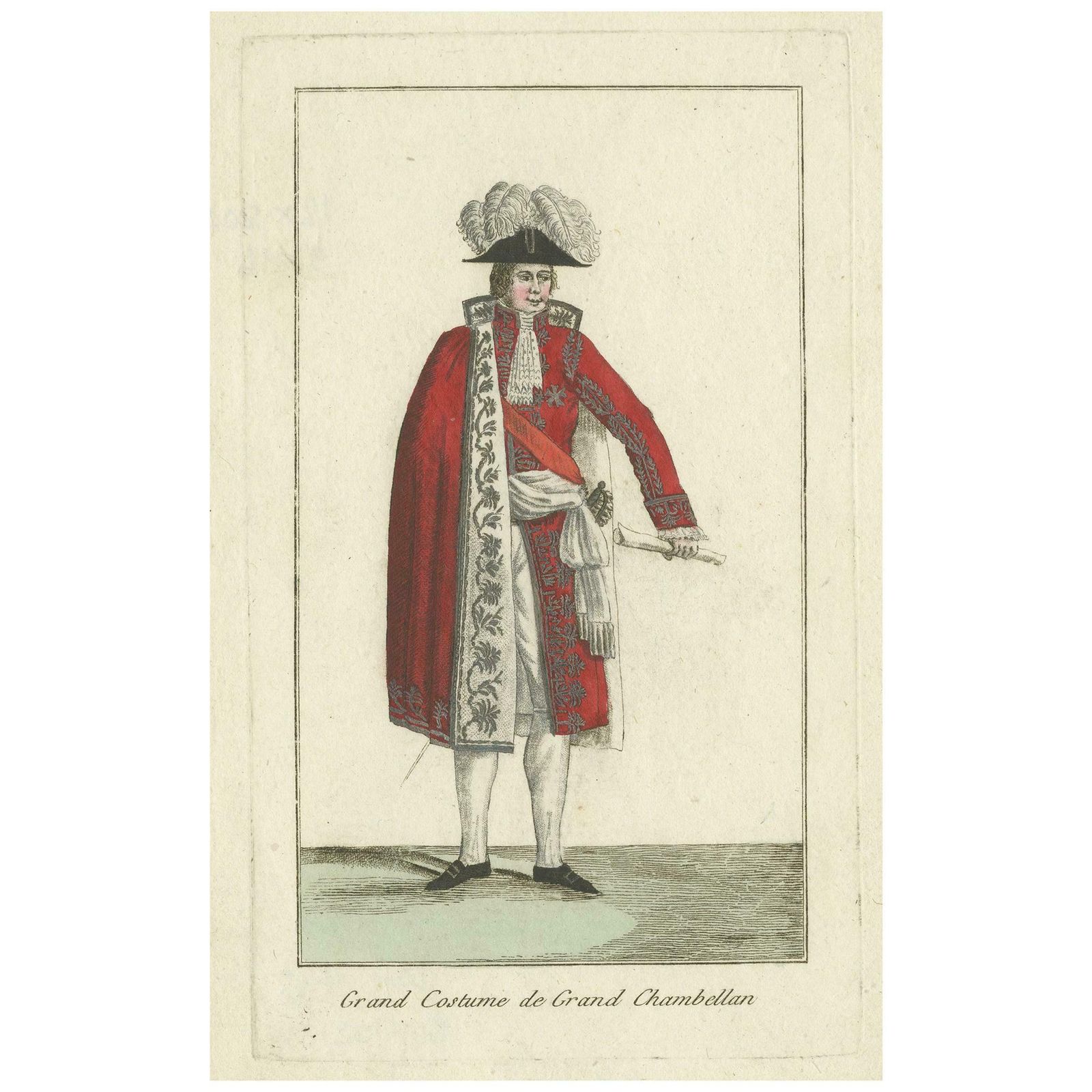 Antique Costume Print Of A French Chamberlain, Circa 1810