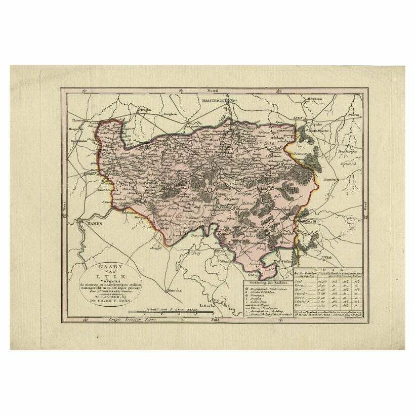 Antique Map Of The Region Of Luik By Veelwaard, C.1840
