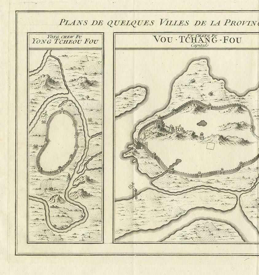 Antique Map Of Three Cities Of China's Hubei And Hunan Provinces By Bellin photo for sale