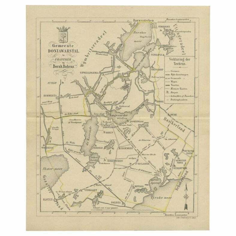 Antique Map Of The Doniawerstal Township By Behrns, 1861