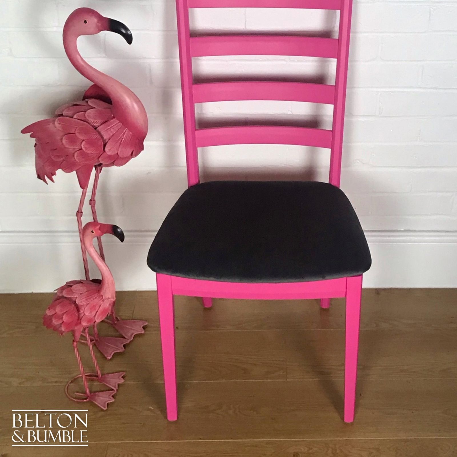 Bright Pink Single G Plan Chair With Grey Velvet Seat. photo buy