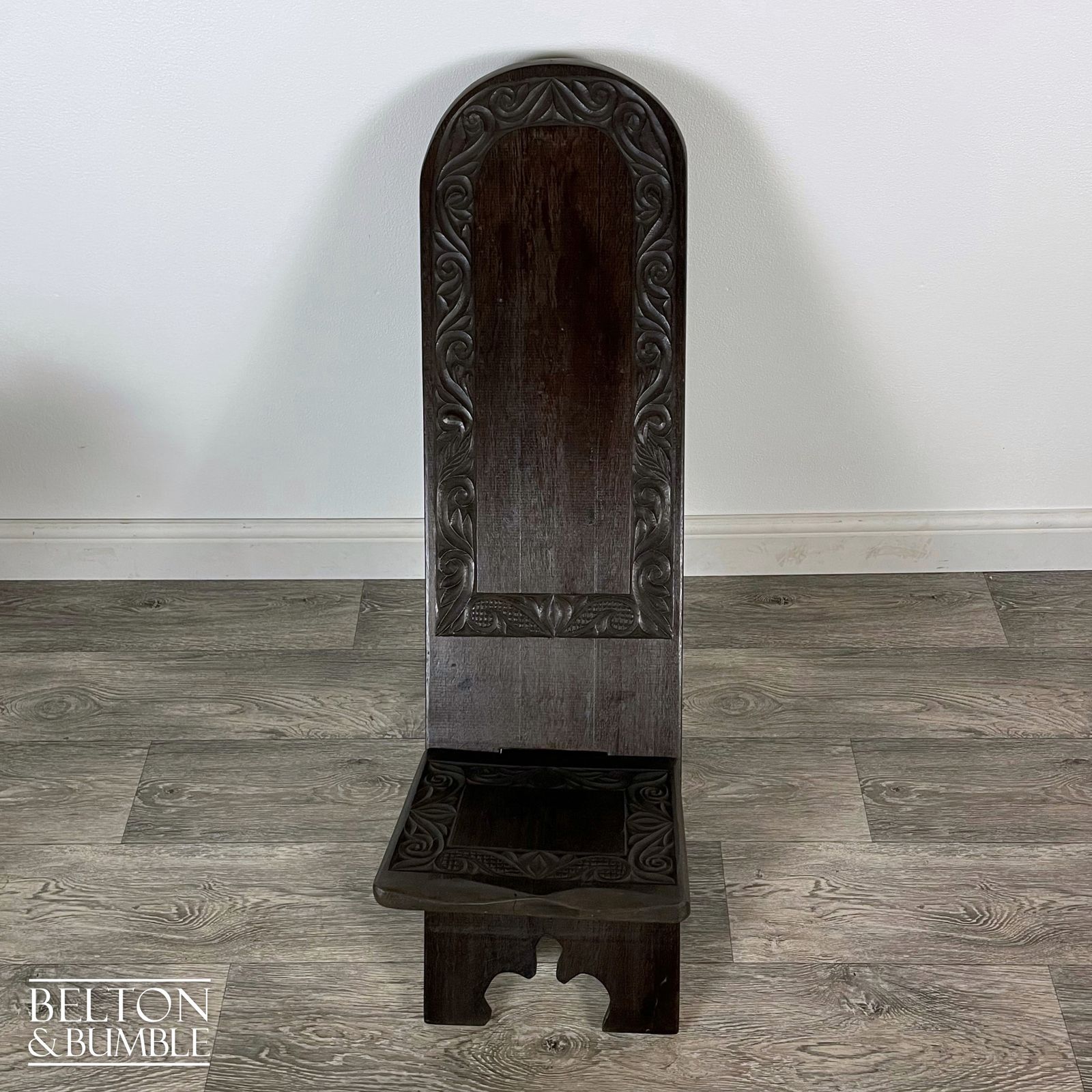 Carved African Palaver Chair photo for sale