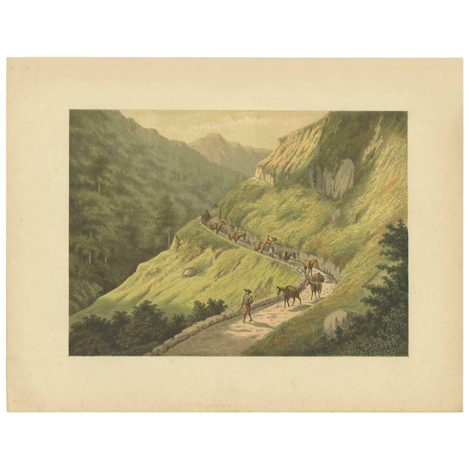 Antique Print Of The Southern Mountains On Java By M.T.H. Perelaer, 1888