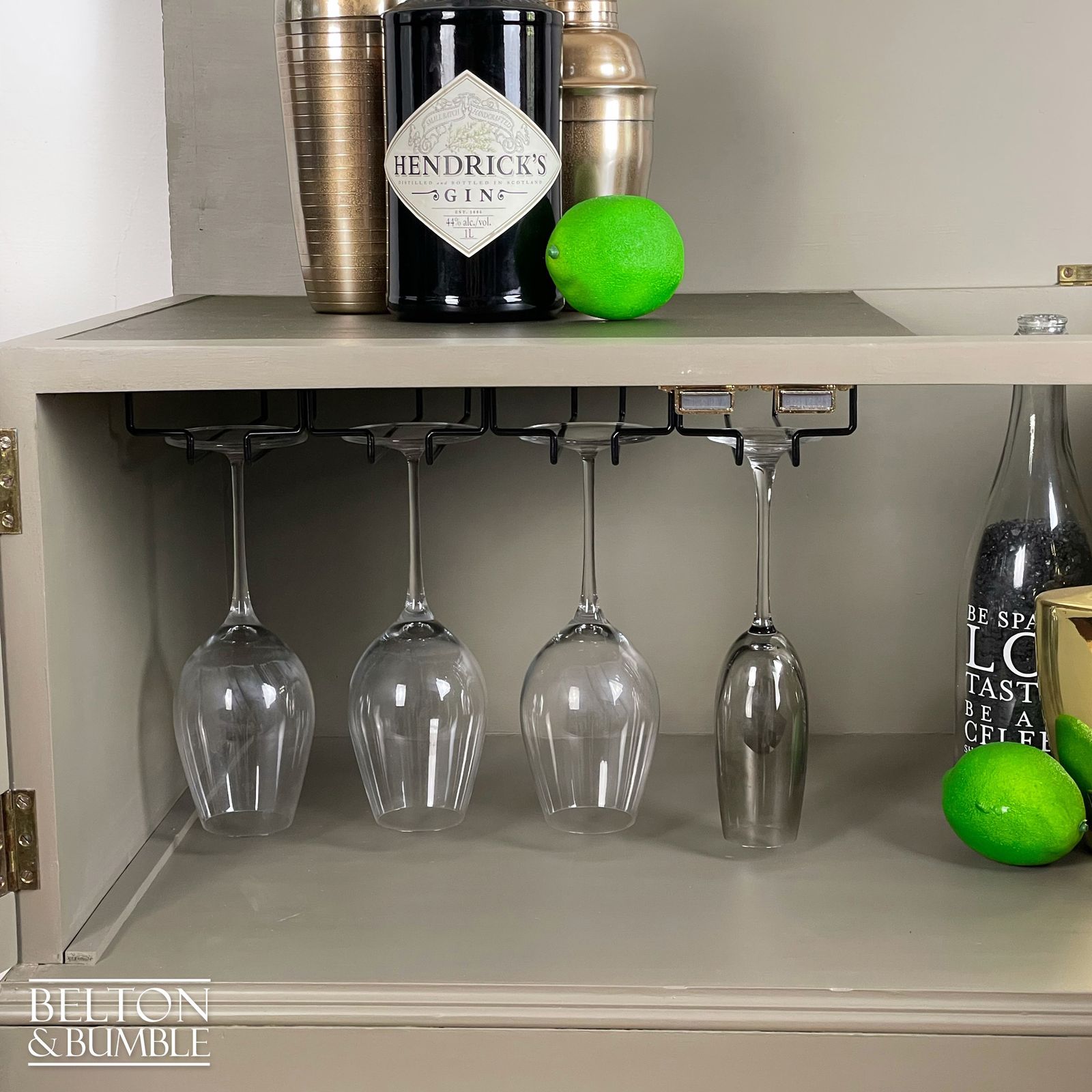 Mahogany Cocktail Cabinet In Green Grey And Bronze photo 445.0