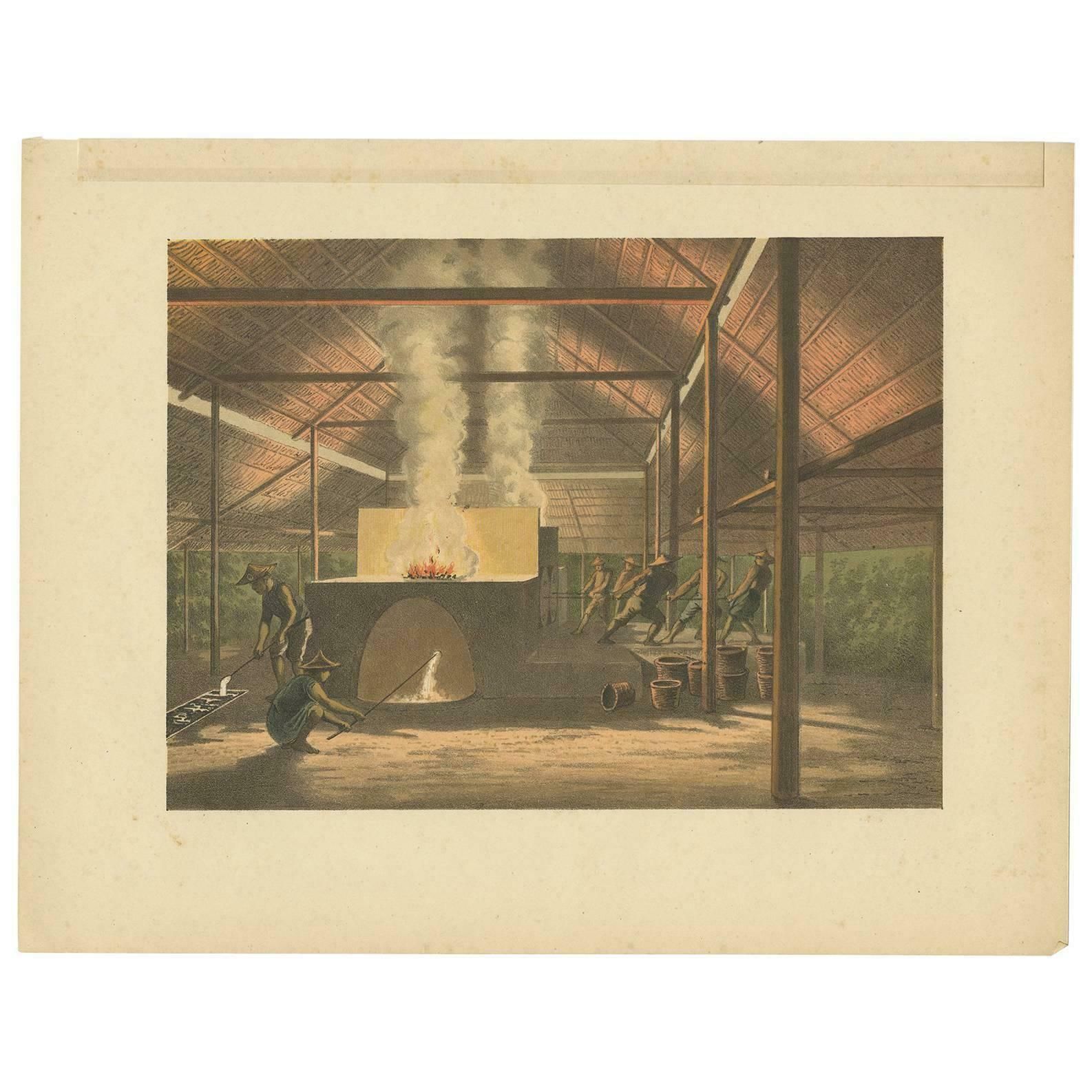 Antique Print Of Tin Casting In Indonesia By M.T.H. Perelaer, 1888
