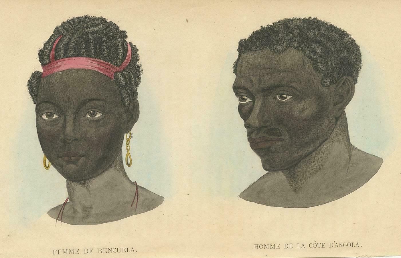Antique Print Of A Natives Of Benguela And Coast Of Angola By Prichard, 1843 photo furniture