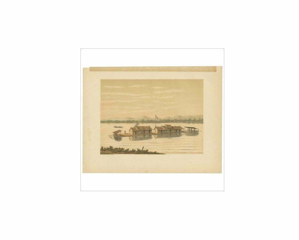 Antique Print Of A Raft Of The Dusun People By M.T.H. Perelaer, 1888 photo furniture