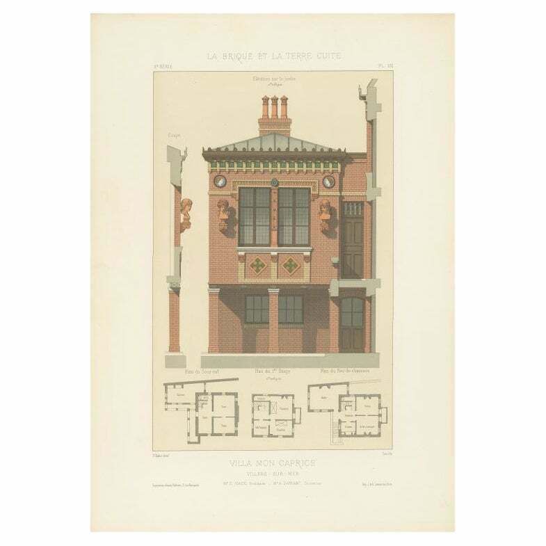 Pl. Xxi Antique Print Of A Building In France By Chabat  C.1900