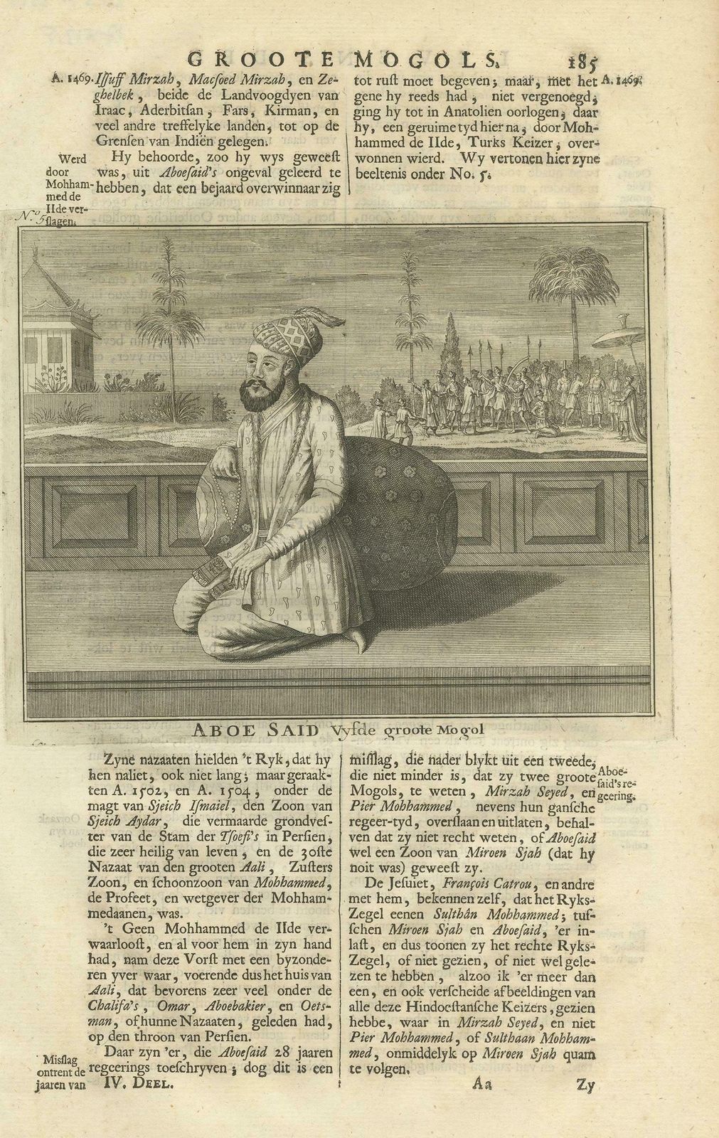 Antique Print Of The 5th Mughal Emperor By Valentijn, 1726 photo furniture
