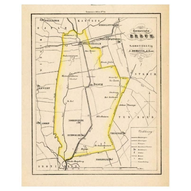 Dutch Municipality Of Bedum In Groningen, Fehse, 1862