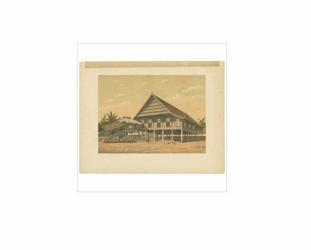 Antique Print Of A House In Makassar By M.T.H. Perelaer, 1888 photo furniture