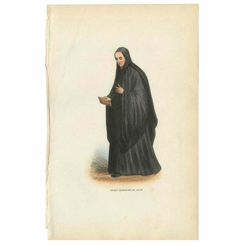 Antique Print Of A Cluny Benedictine Monk, 1845