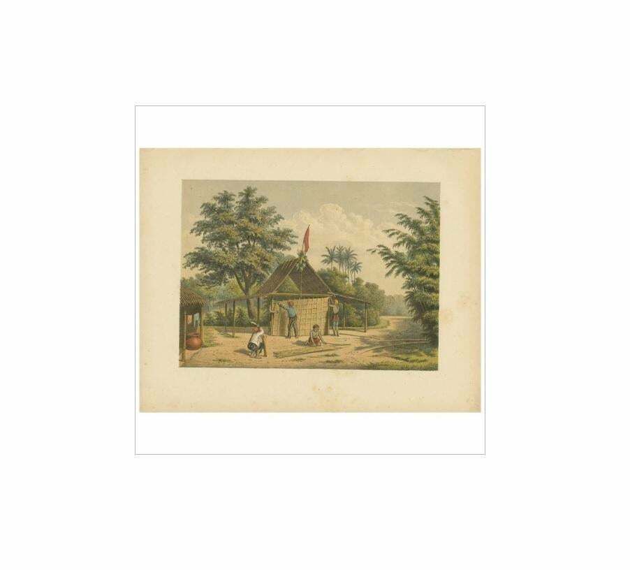 Antique Print Of Kampong Djambattan 'Java' By M.T.H. Perelaer, 1888 photo Art