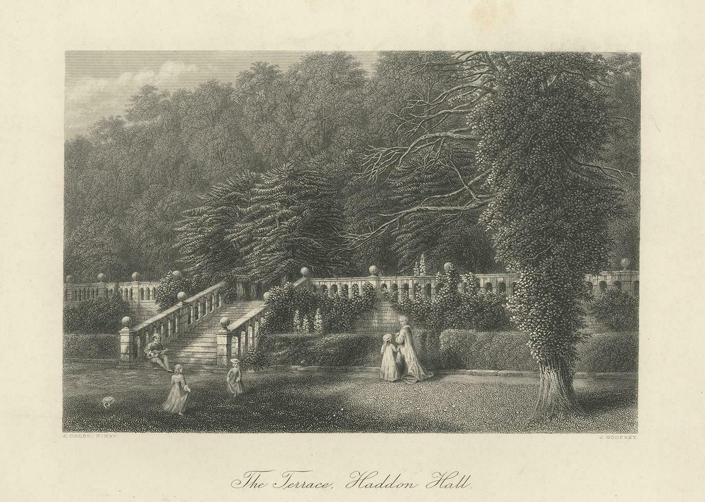 Antique Print Of The Terrace Of Haddon Hall By Appleton '1875' photo Art