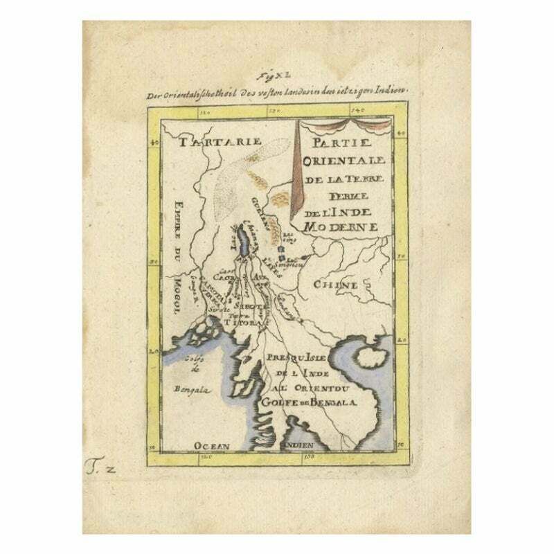 Antique Map Of Northern India And The Bengal Gulf By Mallet, 1686