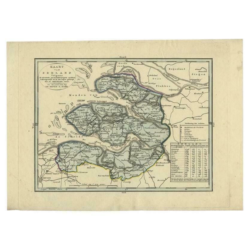 Antique Map Of The Province Of Zeeland By Veelwaard, C.1840