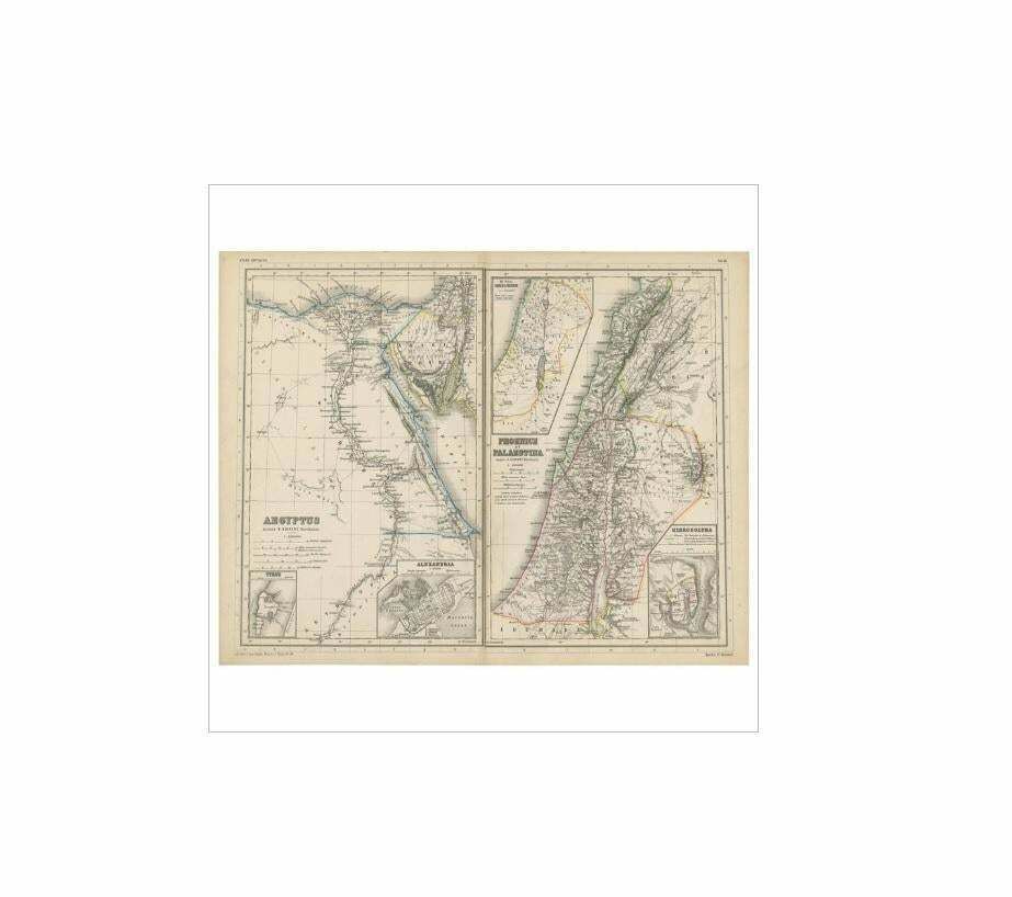 Antique Map Of Egypt And Palestina By H. Kiepert 'Circa 1870' photo Art