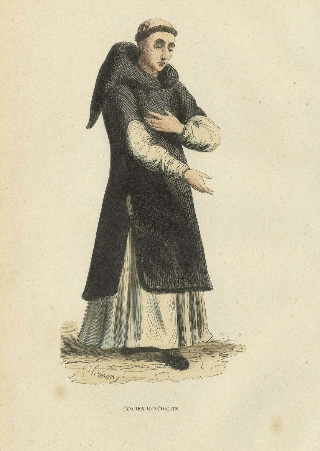 Antique Print Of A Benedictine Monk, 1845 photo for sale