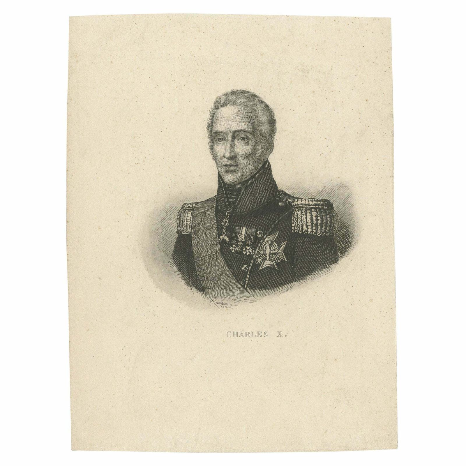 Antique Portrait Of Charles X, King Of France, C.1860