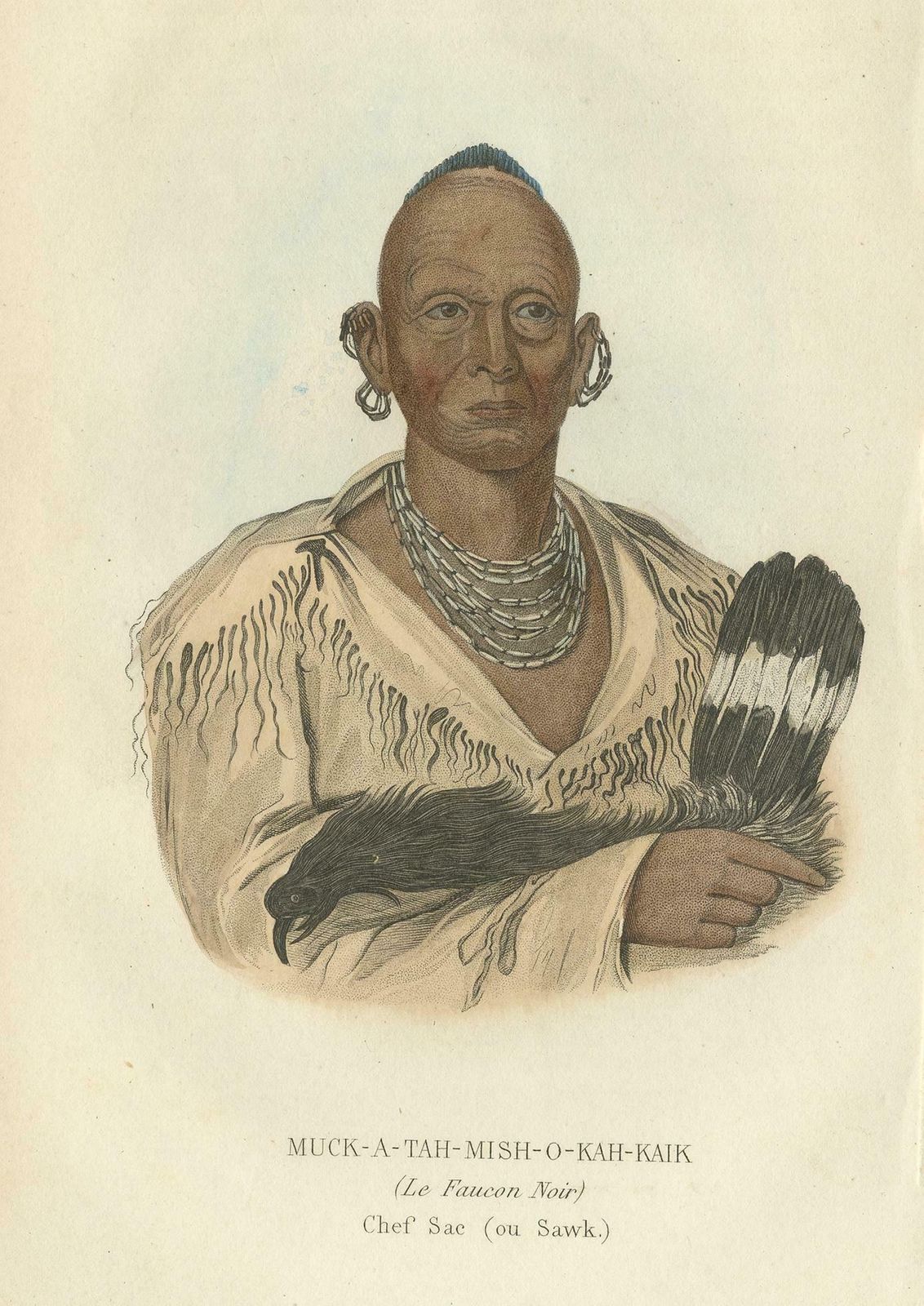 Antique Print Of A Sauk Chief By Prichard, 1843 photo for sale