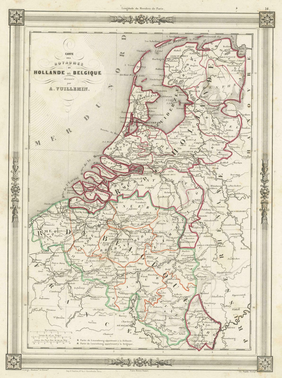 Antique Map Of The Netherlands, Belgium And Luxembourg photo for sale