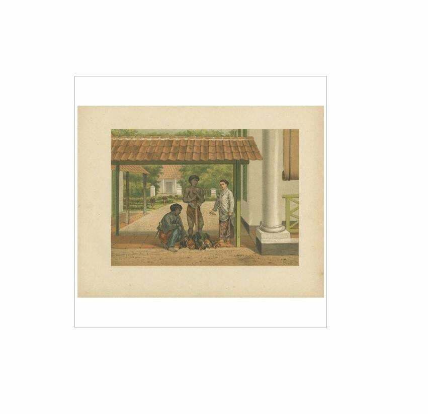 Antique Print Of A Chicken Salesman In Batavia By M.T.H. Perelaer, 1888 photo furniture