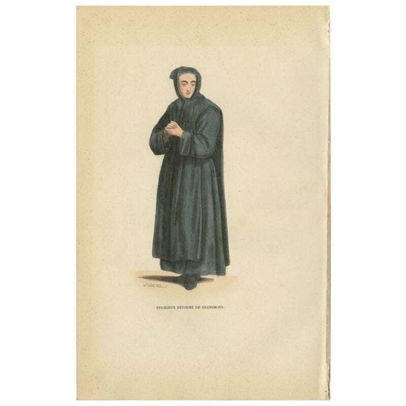 Antique Print Of A Monk Of The Order Of The Grandmontines In Limousin, France
