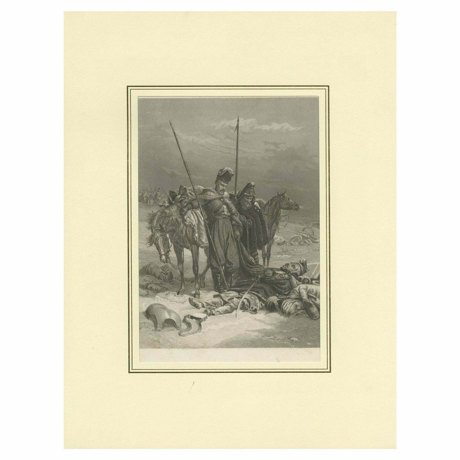Antique Print Of A Battle Scene In Early 19th Century Europe, Ca.1857