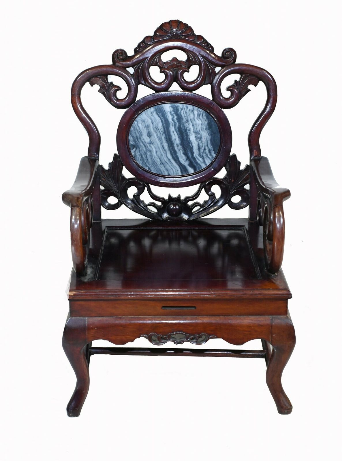 Antique Chinese Arm Chair Hardwood Carved Seating