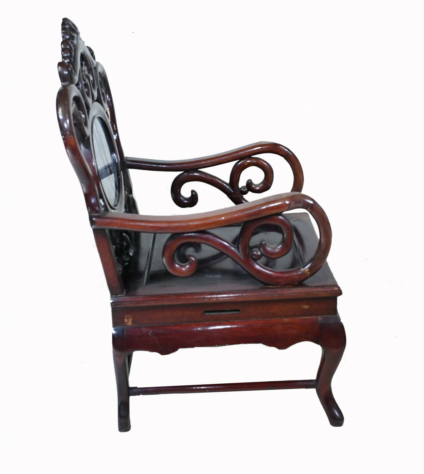 Antique Chinese Arm Chair Hardwood Carved Seating photo furniture