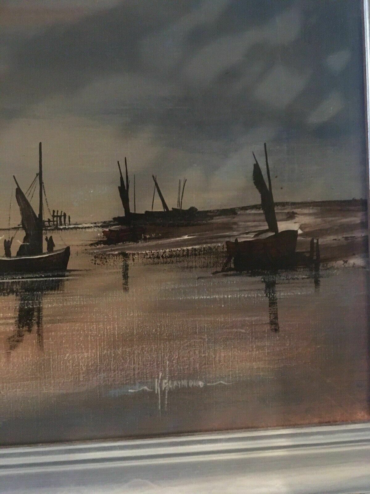 Ken Hammond Mid Century Nautical Maritime Panoramic Original Oil Painting 1970s photo vinterior