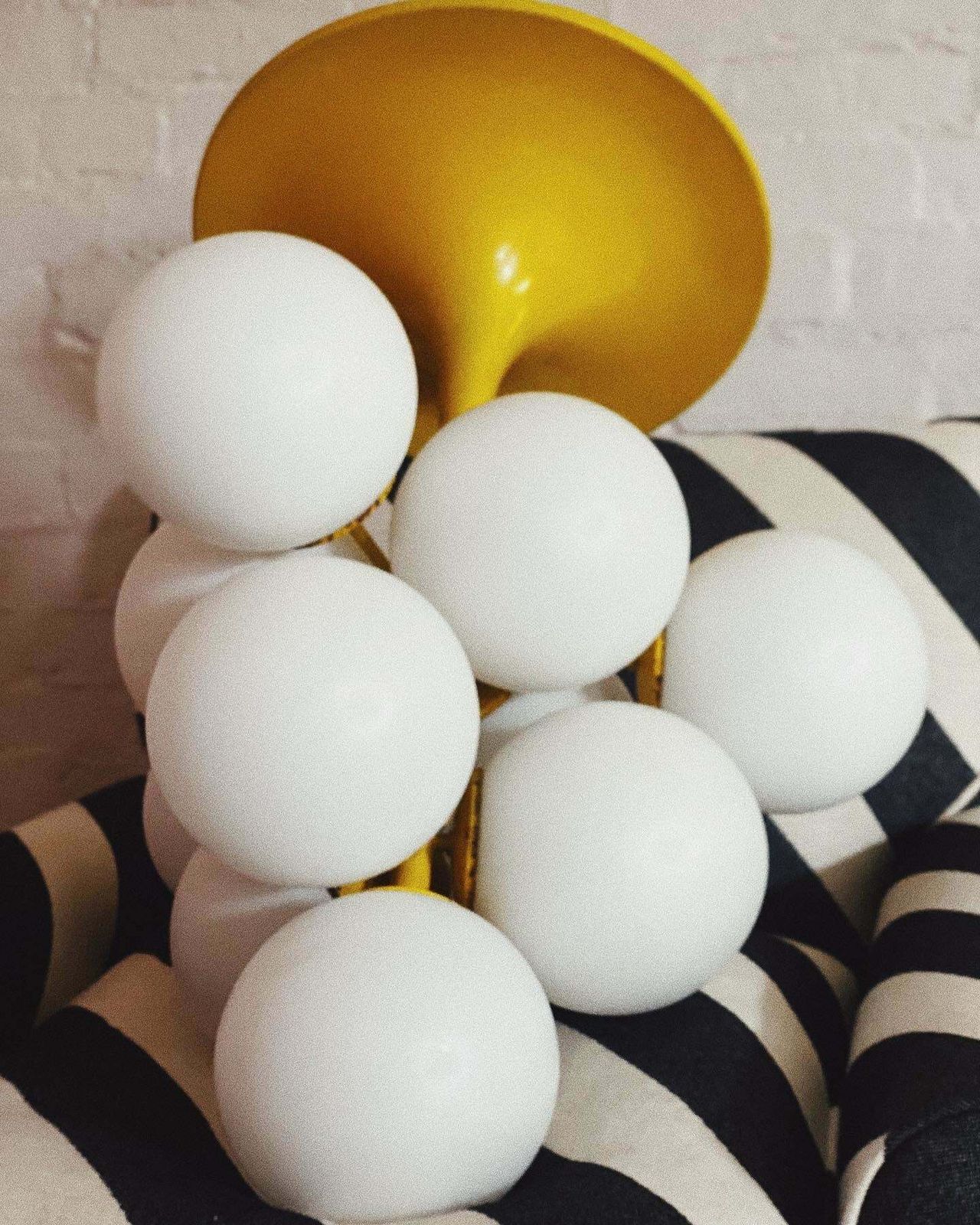 Rare Kaiser Leuchten Yellow Metal Pendant Light 10 Globe C.1960 photo vinterior