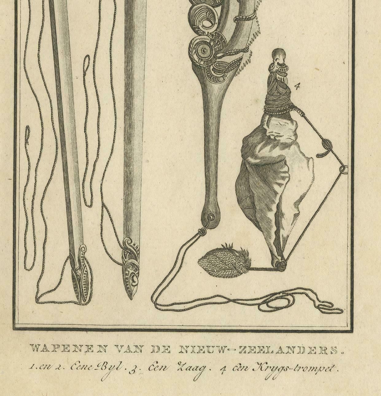 Antique Print Depicting Weapons Of The New Zealand Inhabitants By Cook, 1803 photo Art