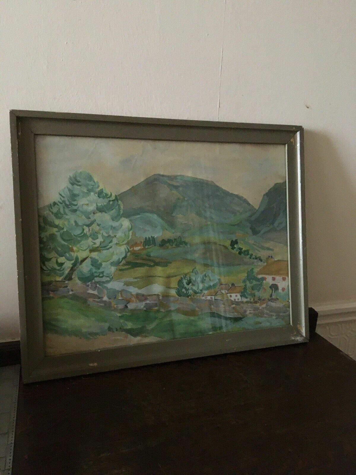 Mid Century Cezanne Style Fauvism Landscape Painting On Paper Signed Noble 1953