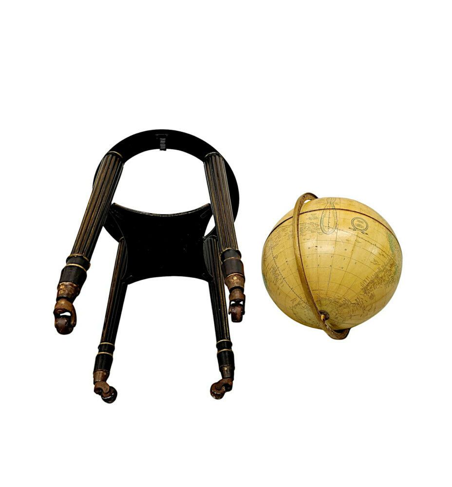A Lovely Rare Vintage 'Crams' Imperial Globe On Earlier 19th Century Ebonised And Gilded Stand photo Home Decor