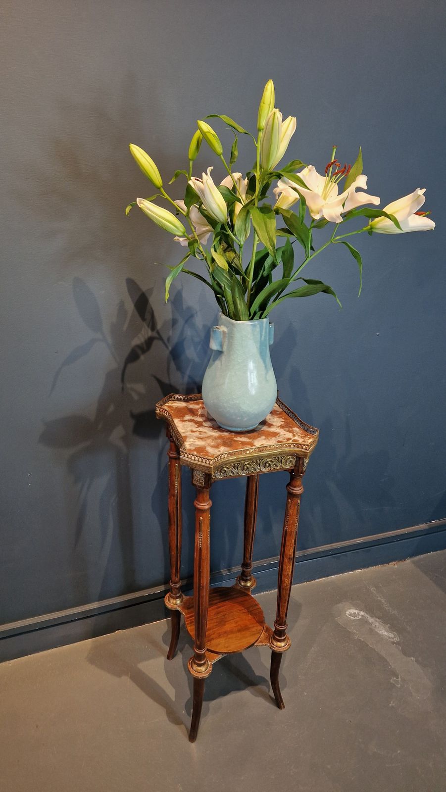 A French Marbled Topped And Gilt Metal Mounted Stand photo furniture