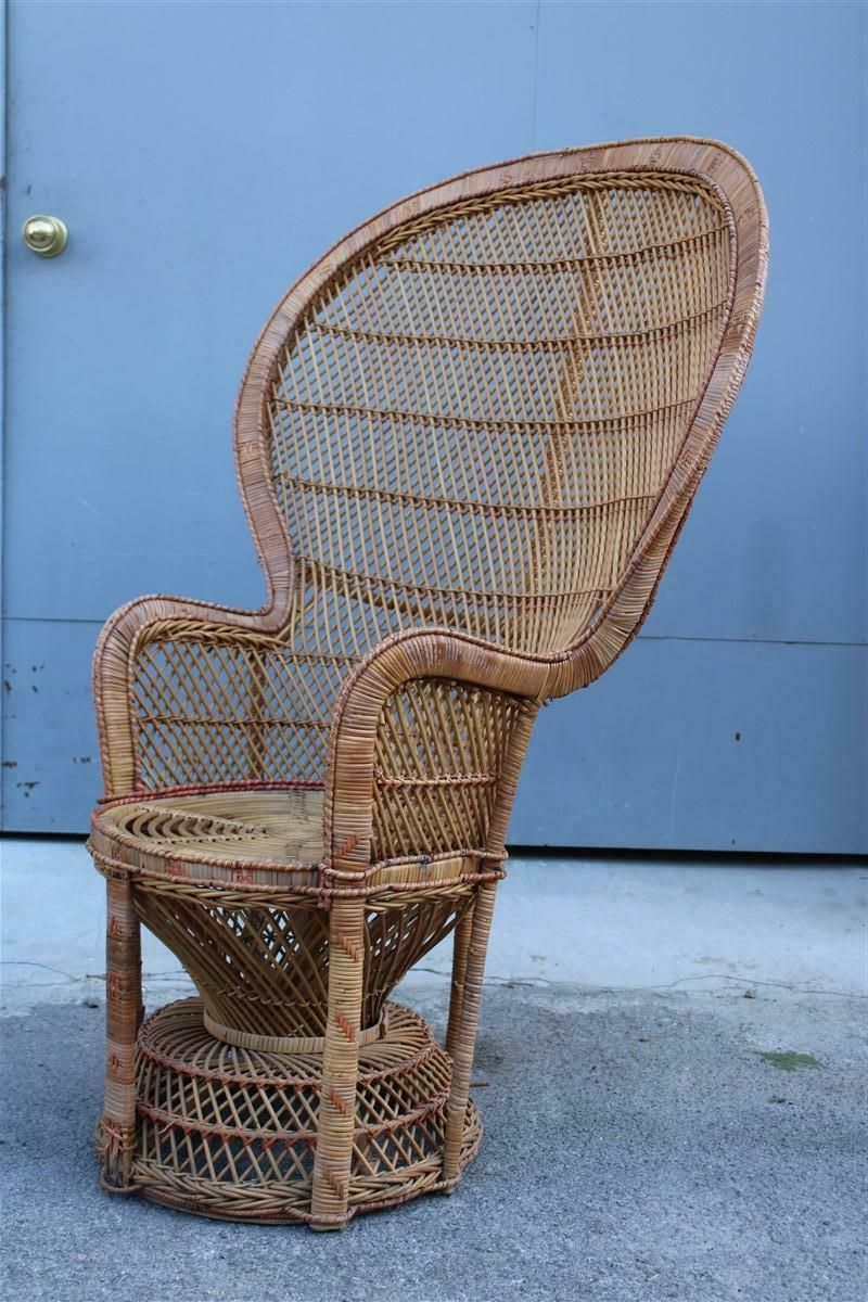 Large Decorative Italian Straw Chair From Around 1950, Franco Albini Style photo furniture