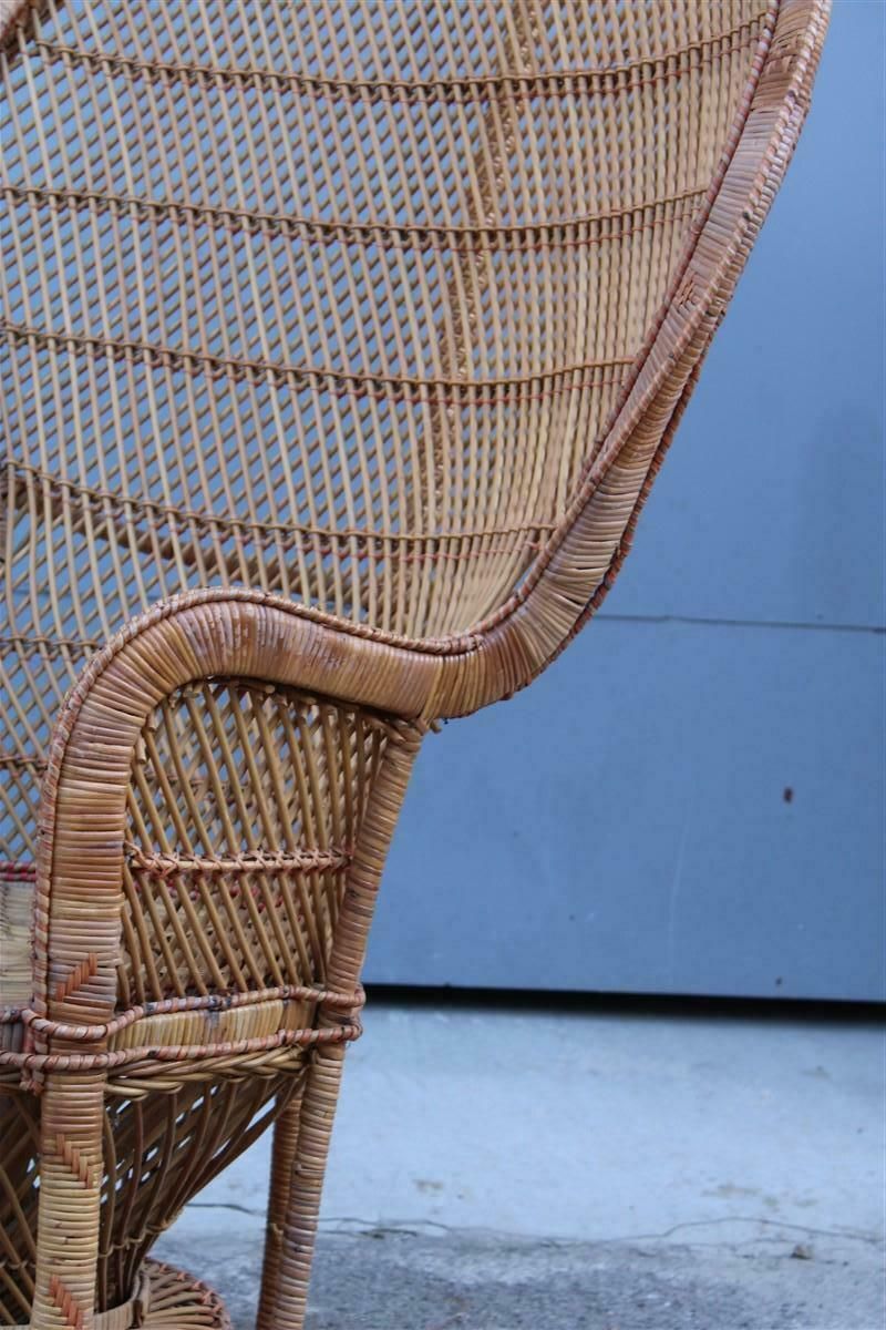 Large Decorative Italian Straw Chair From Around 1950, Franco Albini Style photo for sale