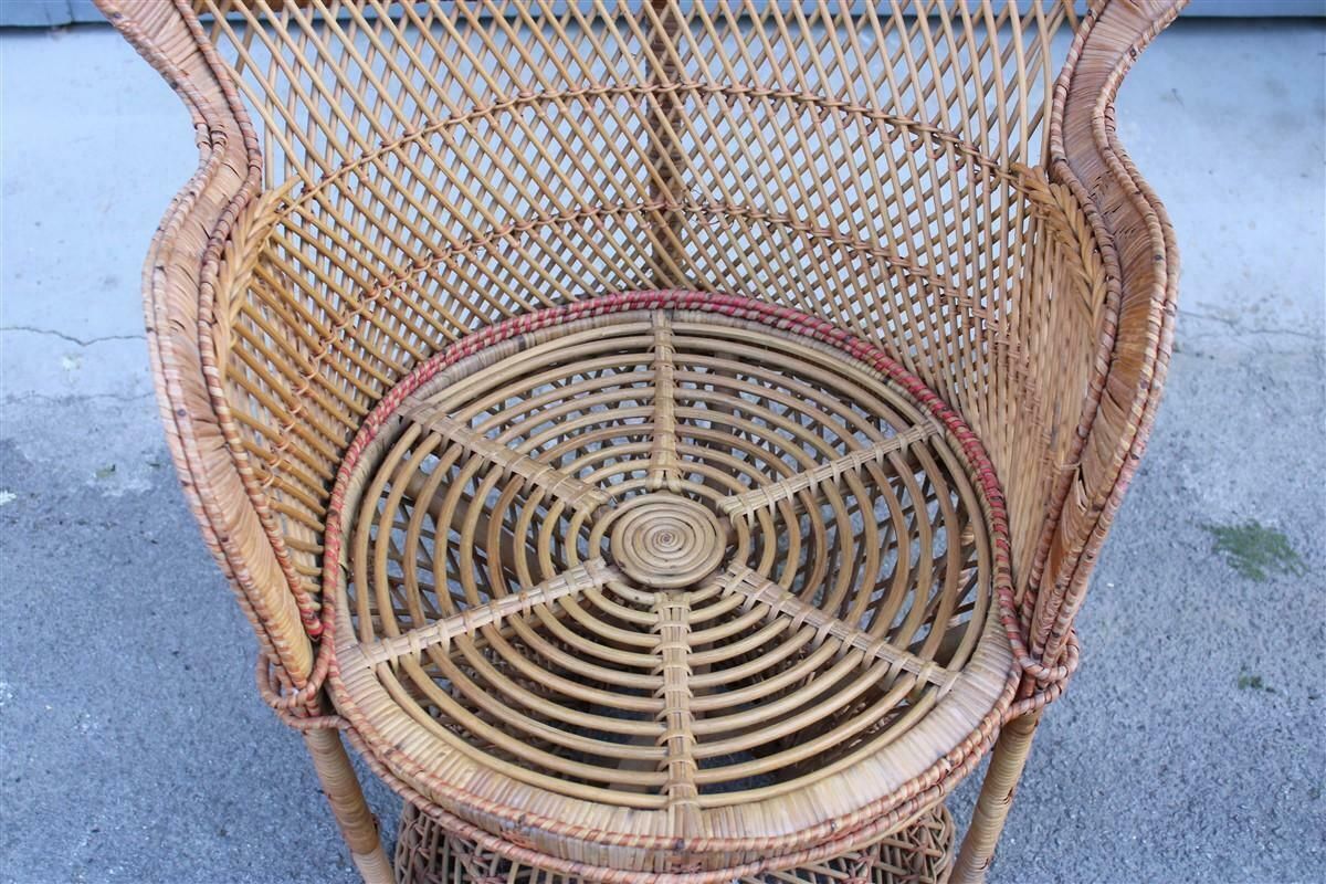 Large Decorative Italian Straw Chair From Around 1950, Franco Albini Style photo vinterior