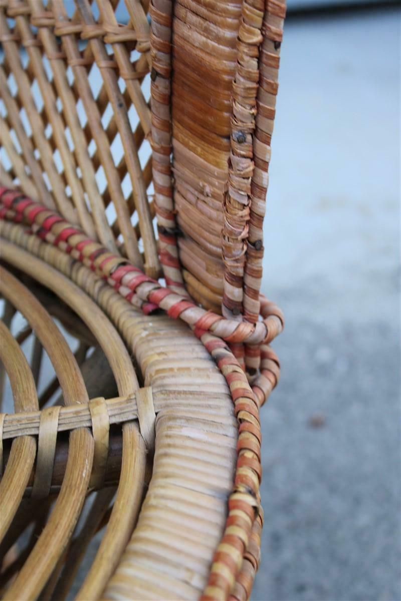 photo vintage Large Decorative Italian Straw Chair From Around 1950, Franco Albini Style